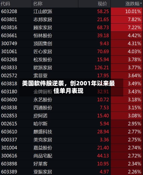美国软件股逆袭，创2001年以来最佳单月表现-第3张图片