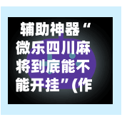 辅助神器“微乐四川麻将到底能不能开挂”(作弊)辅助透视教程-第3张图片