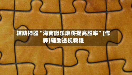 辅助神器“海南微乐麻将提高胜率”(作弊)辅助透视教程-第3张图片