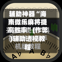 辅助神器“海南微乐麻将提高胜率”(作弊)辅助透视教程-第2张图片