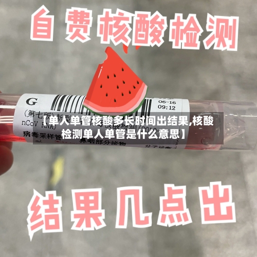 【单人单管核酸多长时间出结果,核酸检测单人单管是什么意思】
