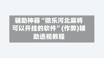 辅助神器“微乐河北麻将可以开挂的软件”(作弊)辅助透视教程