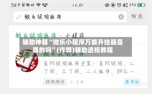 辅助神器“微乐小程序万能开挂器是真的吗”(作弊)辅助透视教程-第3张图片