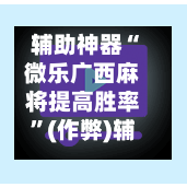 辅助神器“微乐广西麻将提高胜率”(作弊)辅助透视教程