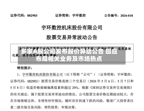 多家A股公司发布股价异动公告 回应布局相关业务及市场热点