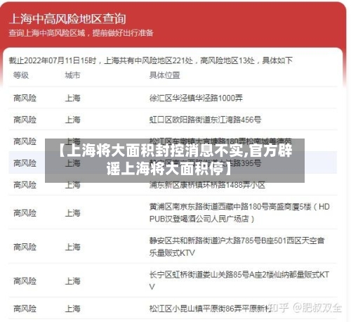 【上海将大面积封控消息不实,官方辟谣上海将大面积停】