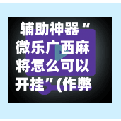 辅助神器“微乐广西麻将怎么可以开挂”(作弊)辅助透视教程