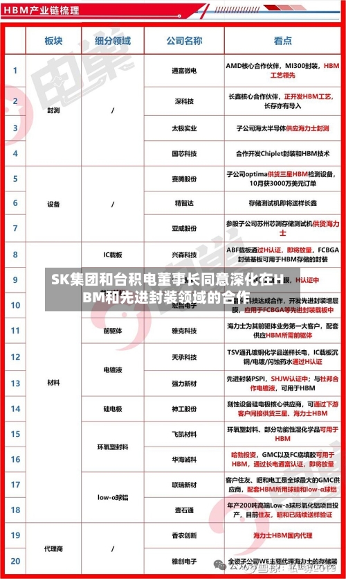 SK集团和台积电董事长同意深化在HBM和先进封装领域的合作