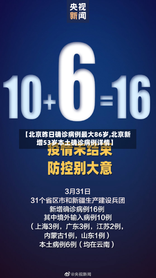 【北京昨日确诊病例最大86岁,北京新增53岁本土确诊病例详情】