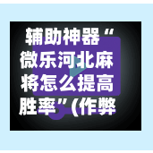 辅助神器“微乐河北麻将怎么提高胜率”(作弊)辅助透视教程