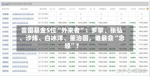 富国基金5位“外来者”：罗擎	、张弘、沙炜、白冰洋	、董治国	，谁最会“念经	”？-第2张图片