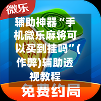 辅助神器“手机微乐麻将可以买到挂吗”(作弊)辅助透视教程