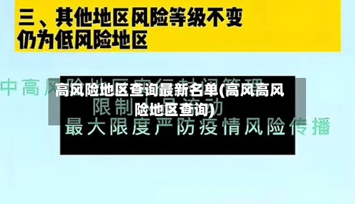 高风险地区查询最新名单(高风高风险地区查询)