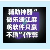 辅助神器“微乐浙江麻将软件只赢不输”(作弊)辅助透视教程