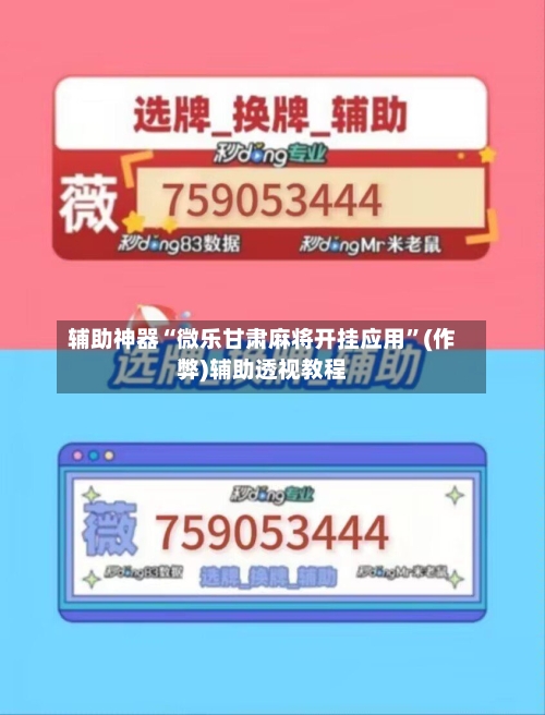 辅助神器“微乐甘肃麻将开挂应用”(作弊)辅助透视教程