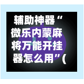 辅助神器“微乐内蒙麻将万能开挂器怎么用”(作弊)辅助透视教程-第2张图片
